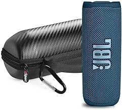 FLIP 6 Waterproof Portable Speaker Bundle with gSport Carbon Fiber Case (Blue)