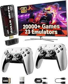2025 Retro Gaming Console Pro 4K HDMI with 20,000+ Built-in Classic Video Games, Retro Game Stick with 23 Emulators Plug & Play TV Video Gaming Stick with 64GB Memory
